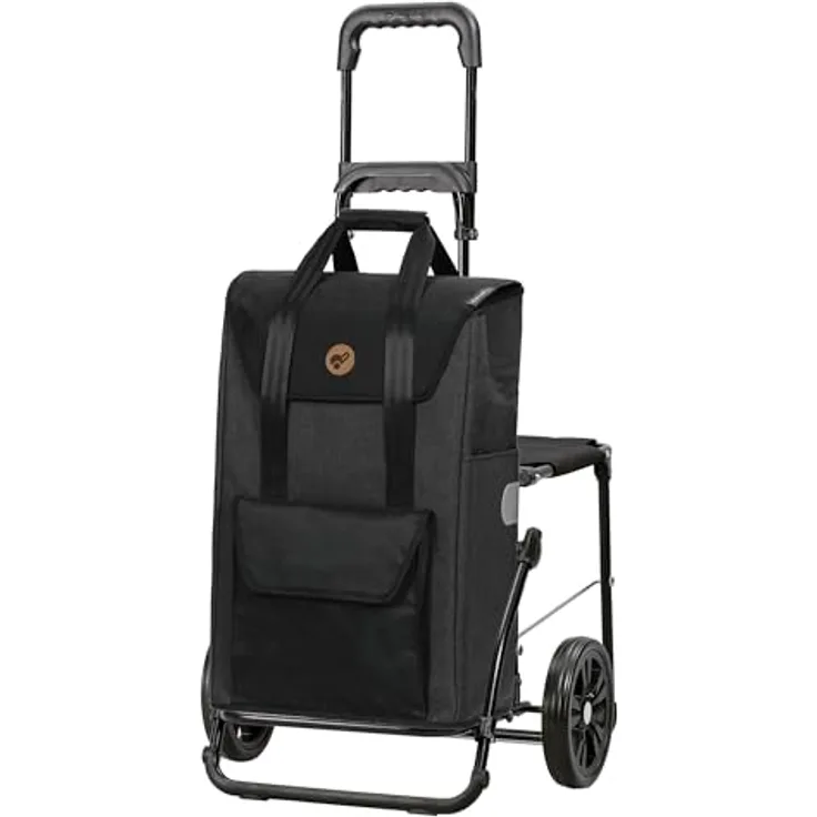 Andersen Einkaufstrolley - Komfort Shopper Senta 2.0 schwarz 49 L, klappbar, wasserabweisend, mit Sitz, multifunktional