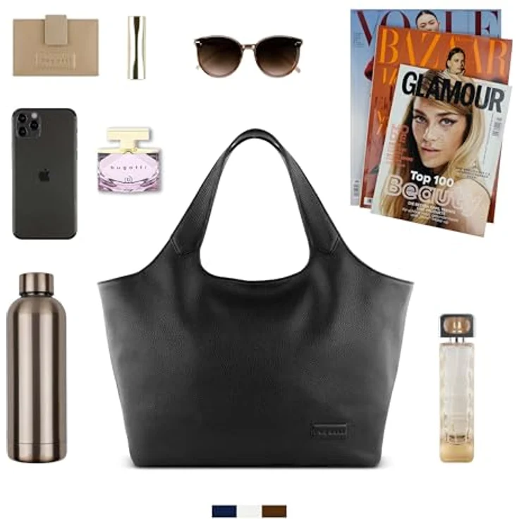bugatti Elsa Shopper Tasche M, 100% Leder, 42 cm, schwarz – Bild 6