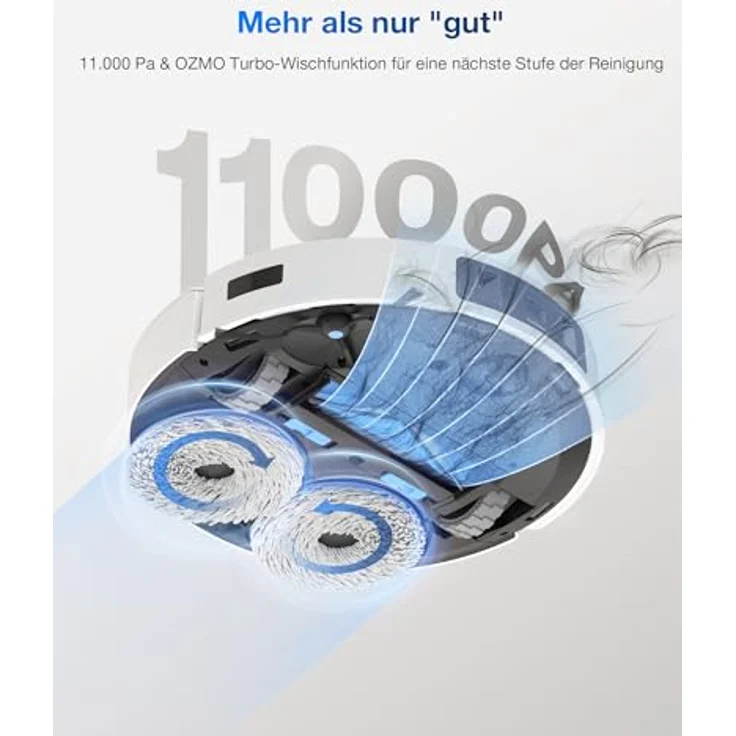 ECOVACS DEEBOT T30 PRO Omni Saugroboter mit Wischfunktion, mit TrueEdge Moppin, Zero Tangle Bürste, 11.000 PA Saugkraft mit heißem Wasser und Smart Rewash, Farbe Silber – Bild 4