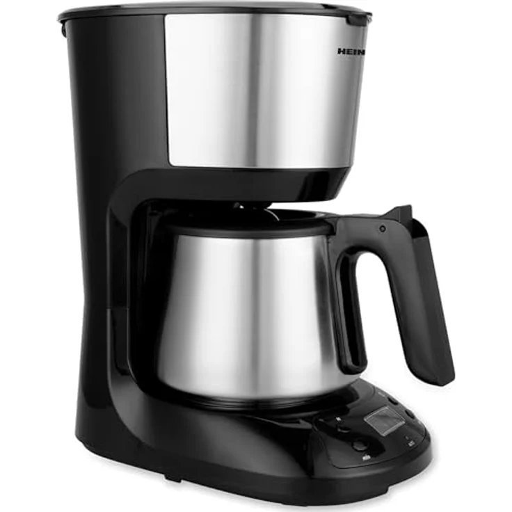Heinner HCM-D750SSBK digitale Kaffeemaschine, 1,25 l Wassertank, Edelstahlbecher, LCD-Display, 750 W, schwarz, mit Tropf-Stopp-Funktion und spülmaschinenfesten Teilen – Bild 1