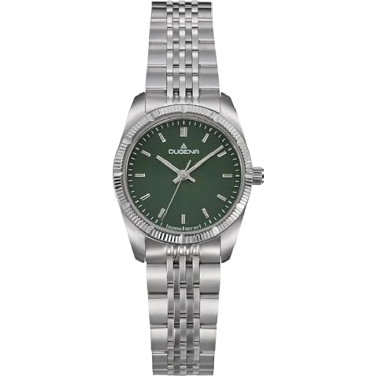 Dugena Damen-Armbanduhr Paris, Quarz, Edelstahl, Mineralglas, 5 bar, Grün/Silber – Bild 1