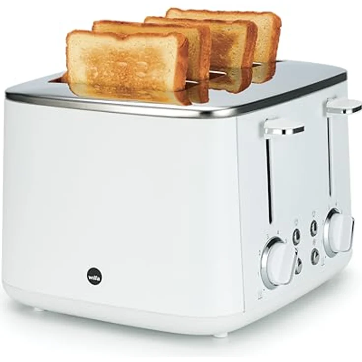 Wilfa Toaster FAMILY I 1.600 W I 7 Bräunungsstufen I 4 Toasts gleichzeitig I Auftau- & Aufwärmfunktion I inkl. Brötchenaufsatz (weiß) – Bild 1