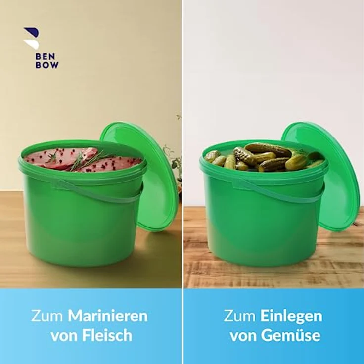 BenBow Eimer mit Deckel 10L Grün BSR-, Luftdicht, Lebensmittelecht, BRC-, auslaufsicher – Bild 4