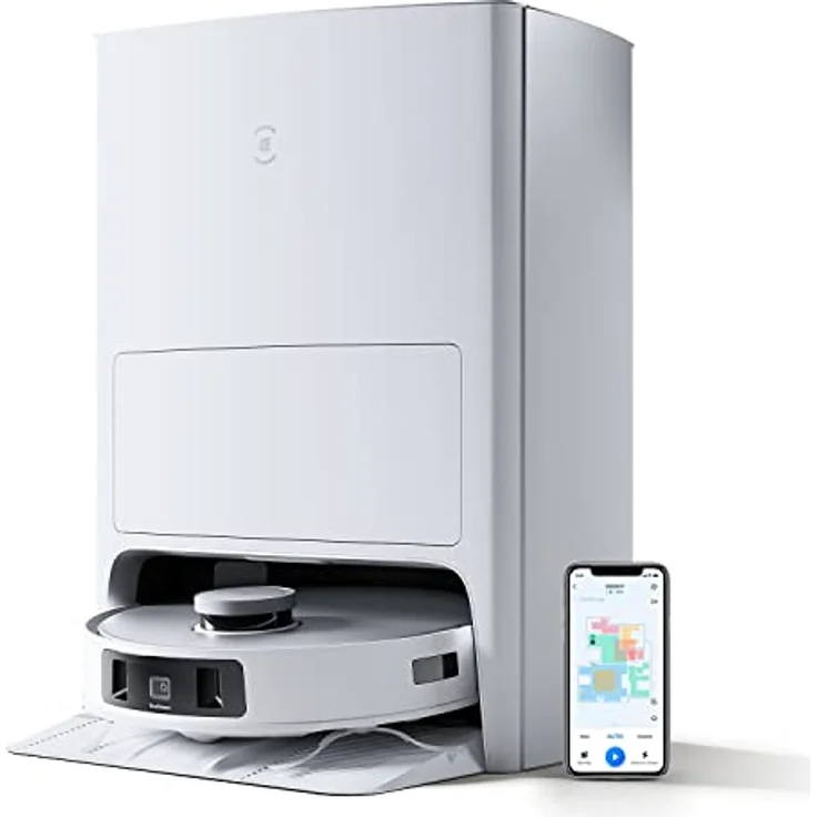 ECOVACS DEEBOT T20 OMNI 6000Pa Saugroboter, Auto-Mopp-Hebefunktion, Heißwasser-Mopp-Wäsche und Mopp-Trocknung, selbstentleerend, rotierende Wischpads, 3D-Hinderniserkennung, 4L Wassertank, Alexa/APP – Bild 1