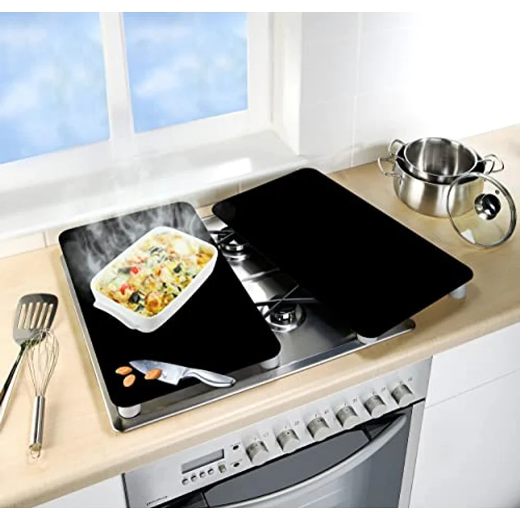 Wenko Herdabdeckplatten Universal Schwarz, 2er Set, für alle Herdarten – Bild 5