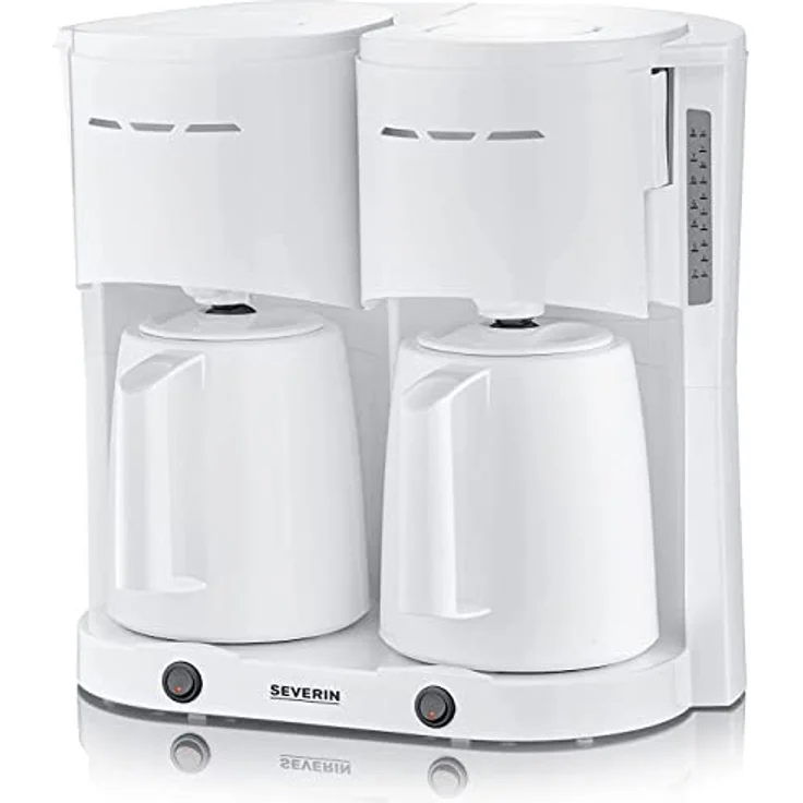 SEVERIN Duo-Filterkaffeemaschine mit Thermokanne, Kaffeemaschine für bis zu 16 Tassen, ansprechende Filtermaschine mit 2 Isolierkannen, weiß, KA 9314 – Bild 5