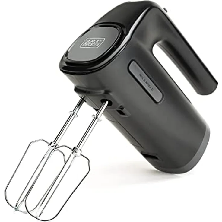 BLACK+DECKER BXMX300E Elektrischer Handmixer, 300 W, BPA-frei, 5 Geschwindigkeitsstufen, Turbo, abnehmbares Zubehör, einfache Reinigung, Farbe: Schwarz.