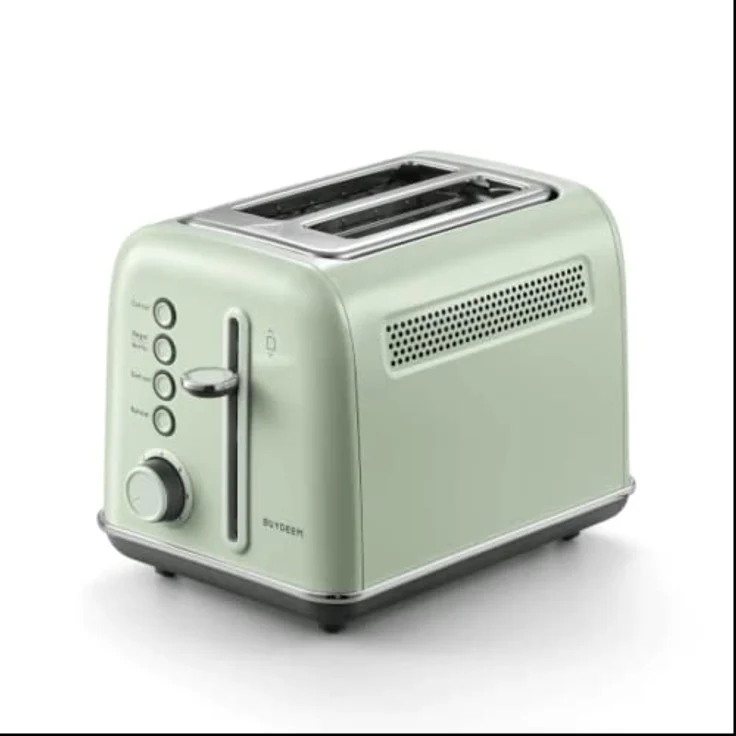 Buydeem DT620-CG, Toaster aus Edelstahl mit 900 Watt Leistung, Warmhalte- und Auftaufunktion, Grün – Bild 1