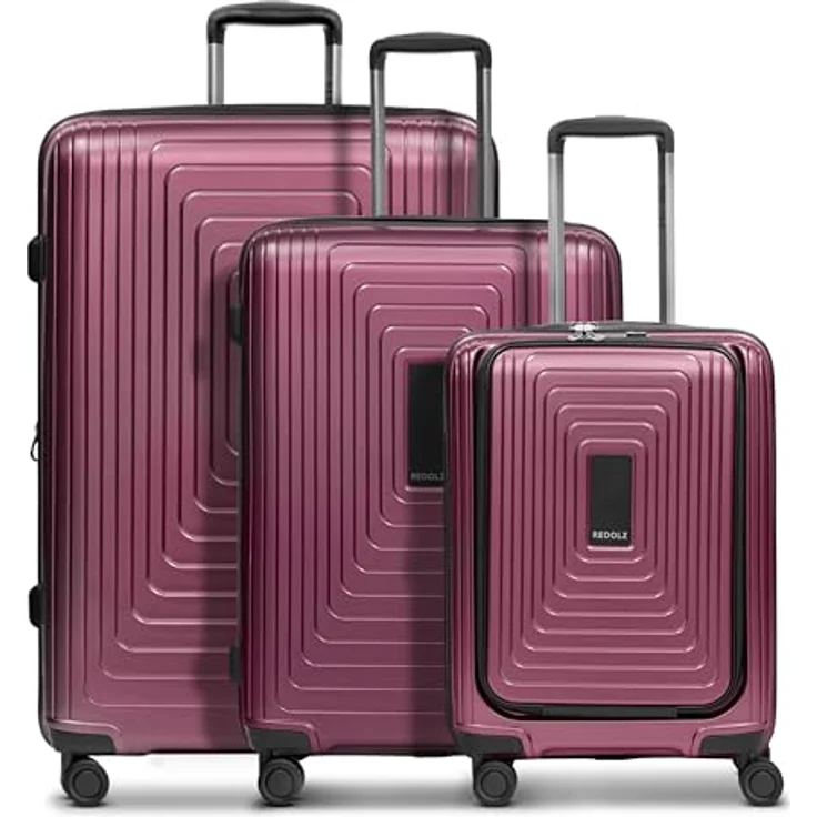 REDOLZ Hartschalen Koffer-Set-3-teilig | S 55 cm Laptopfach + M 66 cm + L 77 cm | alle mit Dehnfalte erweiterbar | Ultra-leicht Polypropylen | 4-Doppelrollen & TSA-Schloss – Bild 1