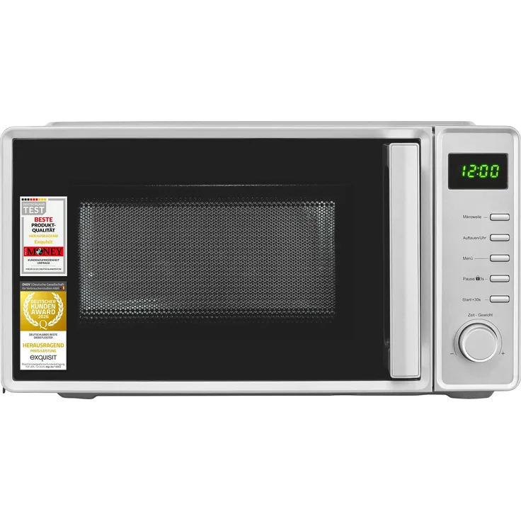 Exquisit Mikrowelle MW7120-240DI, 20 l Garraum, 700 W, 5 Leistungsstufen, 8 automatische Programme, silber