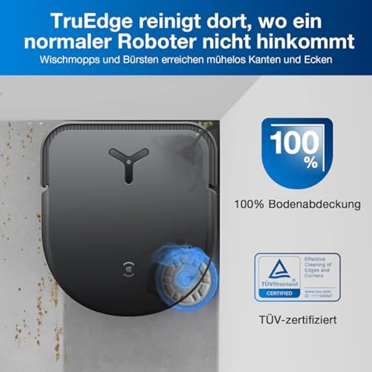 ECOVACS DEEBOT X5 PRO Omni, Saug- und Wischroboter mit 12800 Pa Saugleistung, ZeroTangle Anti-Verhedderung, TruEdge™ Randreinigung, Wischen mit 70 °C, intelligente AINA 2.0-Navigation, lange Akkulaufzeit – Bild 3