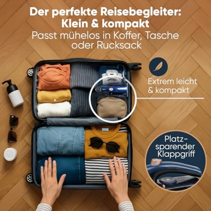 ProfiCare Dampfbügeleisen PC-DB 3125, Mini Reisebügeleisen mit 800W, Dampfstoß, vertikaldampf und klappbarem Griff – Bild 2
