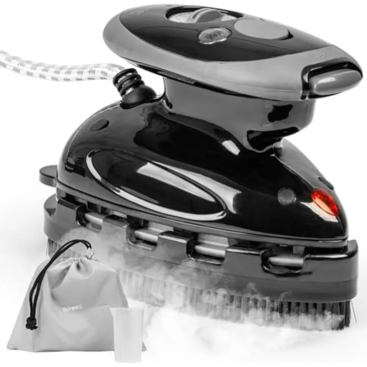 Duronic Si2 Bk, Mini-Reise-Dampfbügeleisen mit Keramikfläche, 375 W, 40 ml Wassertank, ergonomischer Griff, variable Dampffunktion
