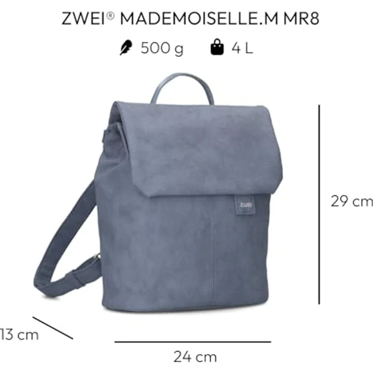 Zwei Mademoiselle.M City Rucksack, 29 cm, blau, 100% Polyurethan, 24 x 13 x 29 cm – Bild 2
