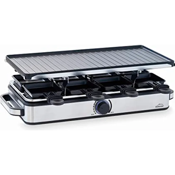 Lacor - 69348 - Küchengrill Bügeleisen, Raclettegrill, Antihaftbeschichtet, Wendplatte, PFOA-frei, Einstellbarer Thermostat, Mitgeliefertes Zubehör, Aluminiumguss, 1400W, 41 x 20 cm