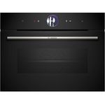 Bosch CSG7361B1, Smarter Serie 8 Einbau-Kompaktdampfbackofen, 60 x 45 cm, 1 L Wassertank, Schwarz, Made in Germany, Selbstreinigung, Air Fry, 4D Heißluft, Bosch Assist, Pizzastufe