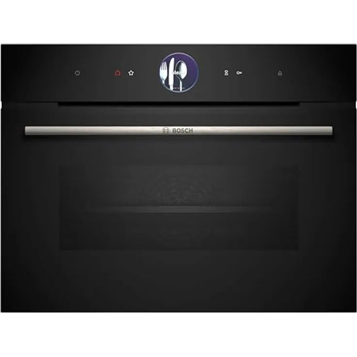 Bosch CSG7361B1, Smarter Serie 8 Einbau-Kompaktdampfbackofen, 60 x 45 cm, 1 L Wassertank, Schwarz, Made in Germany, Selbstreinigung, Air Fry, 4D Heißluft, Bosch Assist, Pizzastufe