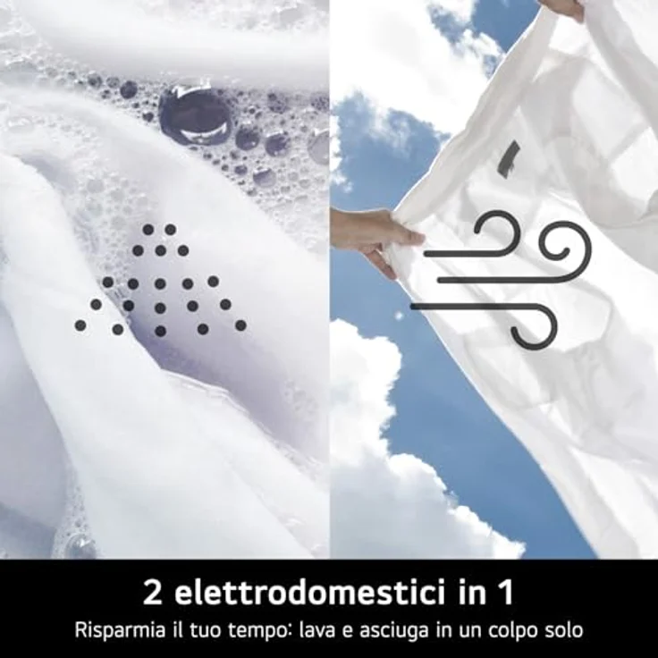 LG W4NX1095NWB, Waschtrockner Freistehend Frontlader, 9 kg Waschen, 5 kg Trocknen, weiß, Energieeffizienzklasse A/E, 1400 U/min, vielseitige Programme, Aquastop – Bild 3