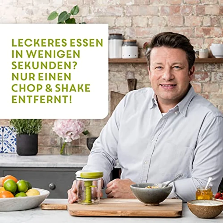 Jamie Oliver by Tefal K16441 Jamie Oliver Chop & Shaker | ohne Strom | Fassungsvermögen: 450 ml | Multizerkleinerer | Universalzerkleinerer für Gemüse, Obst, Zwiebeln, Nüsse, Knoblauch | weiß/grün – Bild 4