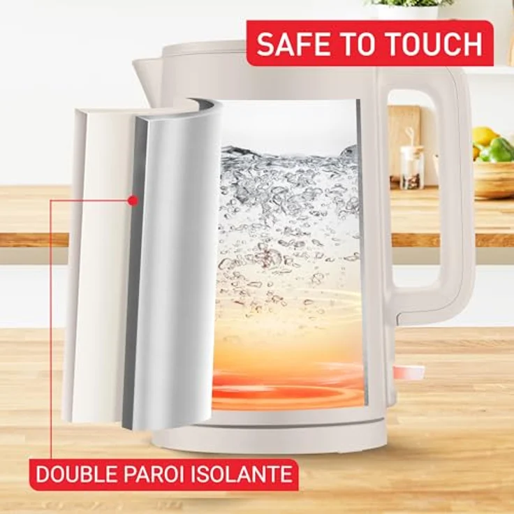 Tefal KO140BE0 ThermoProtect Elektrischer Wasserkocher, 1500 W, hellgrau, doppelwandig, Innentopf aus Edelstahl, einhandöffnend, automatische Abschaltung – Bild 2