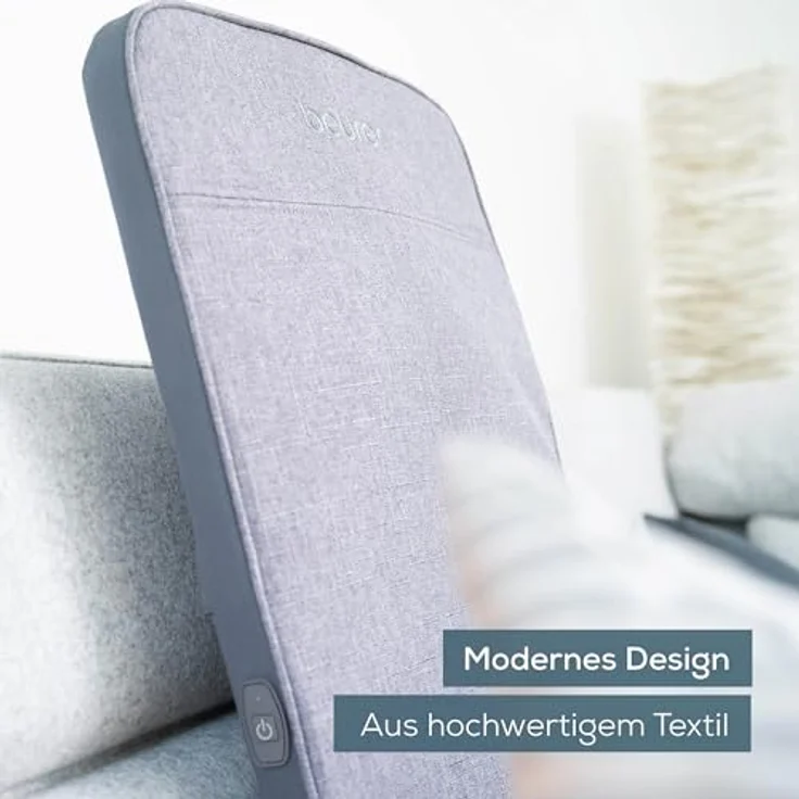 Beurer MG 202 Shiatsu-Massagesitzauflage, Shiatsu-Massage für zu Hause und im Büro, 2 Intensitätsstufen, schmales Rückengehäuse, für Sessel, Sofas und Bürostühle geeignet, modernes Design, hellgrau – Bild 5