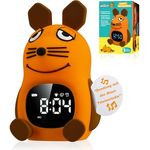 Die Maus DieMaus Lichtwecker für Kinder, nachtlichtfähiger Wecker mit Aufwachlicht und 6 Wecktönen, wiederaufladbar über USB-C, bunt