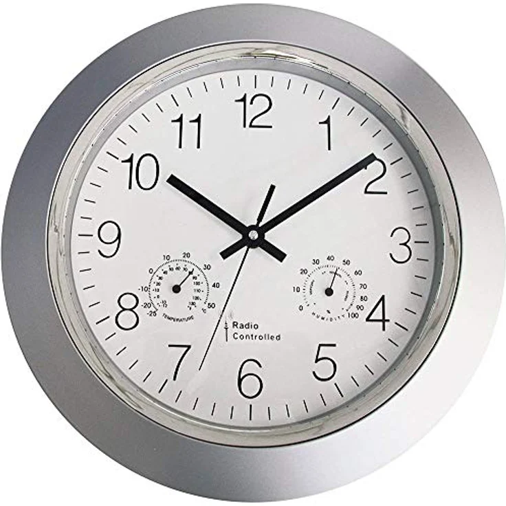 EUROTIME 56004 Funk Wanduhr 34cm x 5cm Silber – Bild 2