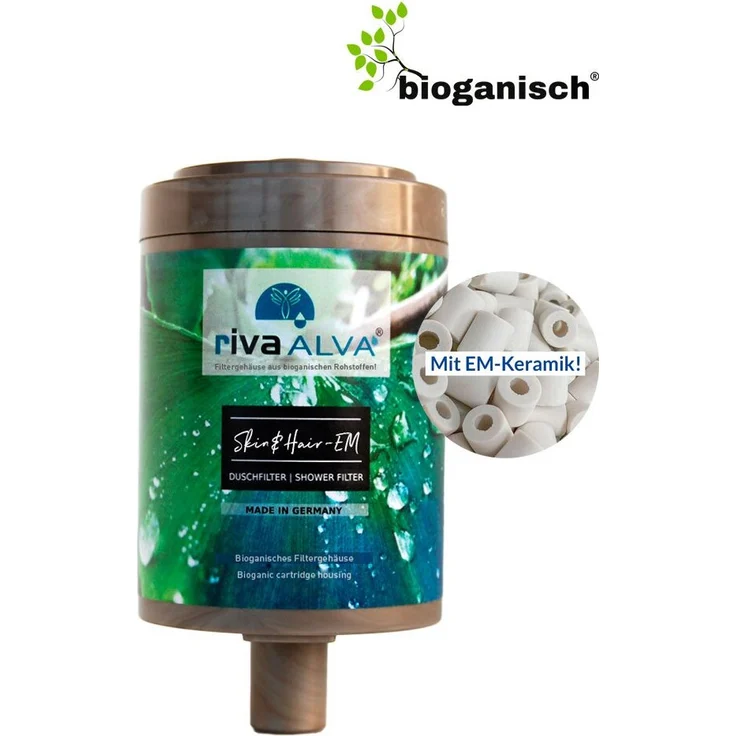Riva rivaALVA Skin & Hair EM Ersatzkartusche | Für Duschfilter mit Blockaktivkohlefilter und EM-Keramik, naturfarben