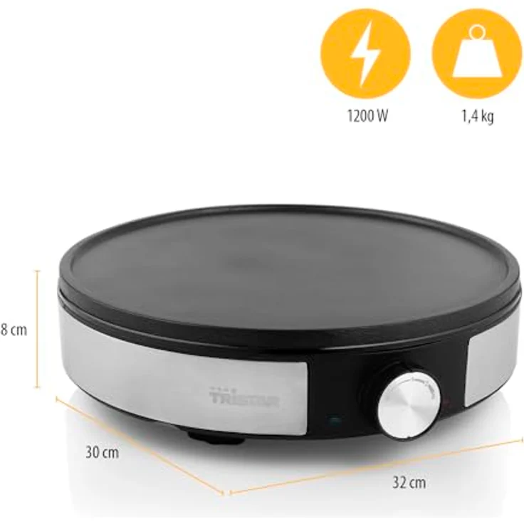 Tristar BP-2638 Crepe Maker, 1200, Edelstahl, Kunststoff, Schwarz, Silber – Bild 6