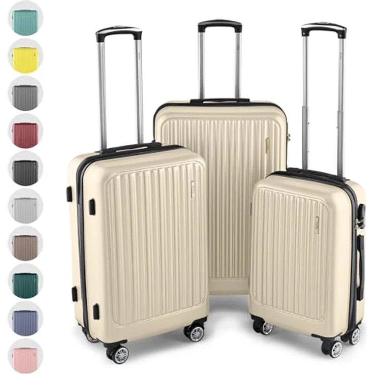 Easy Move ABS Hartschalenkoffer, 54cm, ergonomisch mit 360° Rädern und Zahlen-Schloss, cream white – Bild 2