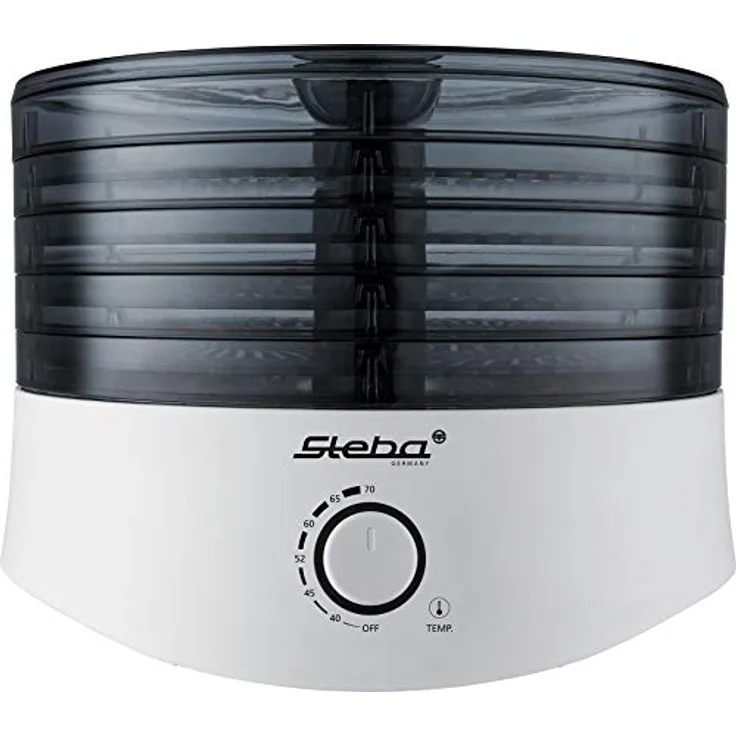 Steba Dörrautomat ED 4, Elektronische Temperaturregelung von 40-70°C, 5 BPA-freie Aufsätze auch einzeln verwendbar, 280 Watt, Schwarz-Weiß – Bild 4