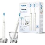 Philips Sonicare DiamondClean 9000 Elektrische Zahnbürste Doppelpack - 2 Schallzahnbürsten, 1 Ladeglas, 4 Premium Bürstenköpfe, neue Generation, weiß, 2 Handstücke (Modell HX9914/62)