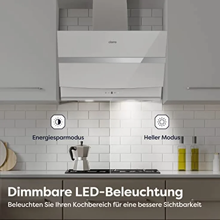 CIARRA CBCW6736N A + + Kopffreie Dunstabzugshaube Schräghaube 60cm 650m³/h TouchControl Dimmbar LED-Beleuchtung mit CBCF003 Aktivkohlefilter – Bild 3