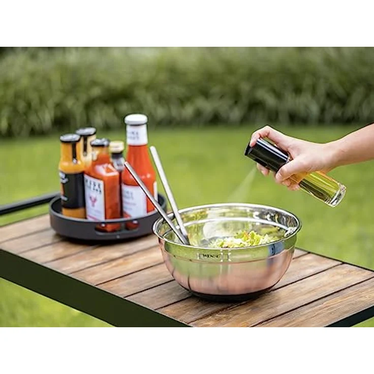 WENKO Ölspender Modell Nevo, Set 2-tlg, Sprüher für Öl & Essig, 100 ml je Glasbehälter, rostfreier Edelstahl-Sprühkopf, schwarz – Bild 2