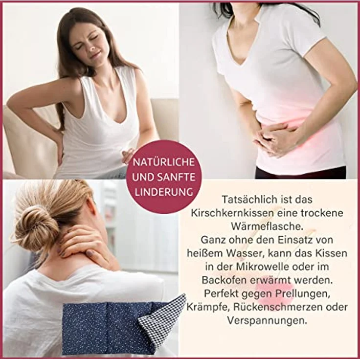 Dr. Berger – 3-Kammer Kirschkernkissen gegen Verspannungen und Schmerzen in Schultern, Rücken und Nacken – 50x20cm Wärmekissen zur Entspannung – geeignet für Mikrowelle und Backofen (Blau) – Bild 4