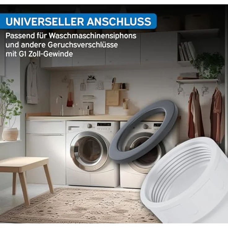 kör4u Doppelanschluss G1 Zoll P149Z, Siphonanschluss für Waschmaschine, Geschirrspüler, Trockner, mit Klappen und zwei Schlauchanschlüssen 8-16 mm und 17-23 mm, robustes Polypropylen – Bild 3