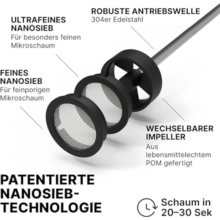 Subminimal NanoFoamer Lithium Handheld Frother, White Special Edition - Wiederaufladbarer, Dual-Speed Microfoamer für Barista-Stil Cappuccinos, Mikroschaum in 30 Sekunden, IP4 wasserdicht, leicht zu reinigen – Bild 3