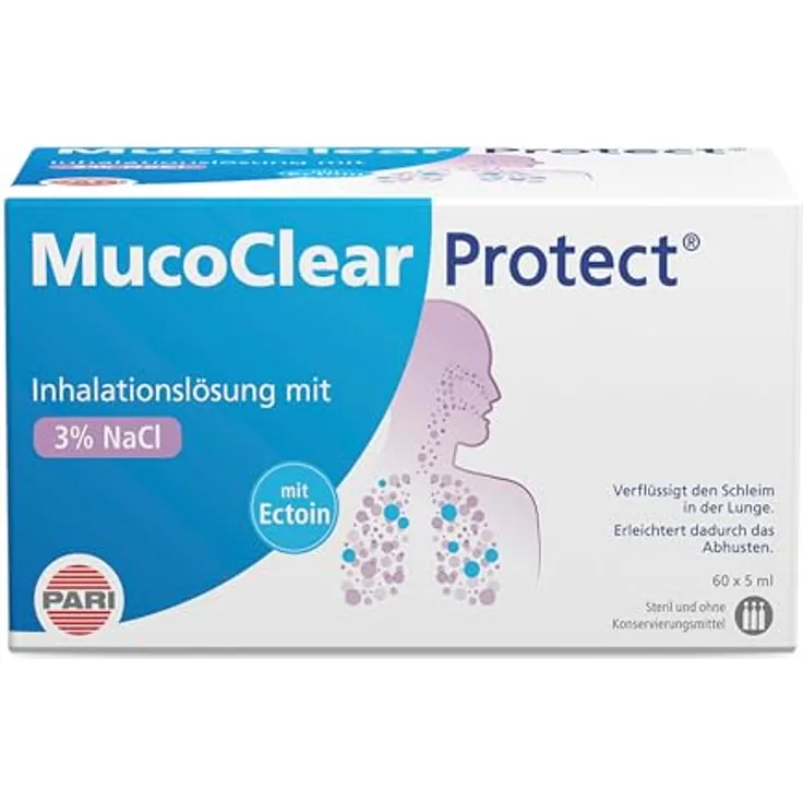 PARI Protect Isotonische Kochsalzlösung zum Inhalieren für Säuglinge, Kinder und Erwachsene – 60 Ampullen á 5ml Inhalationslösung – 3% Ectoin, Meersalz, Wasser – Steril, ohne Konservierungsstoffe