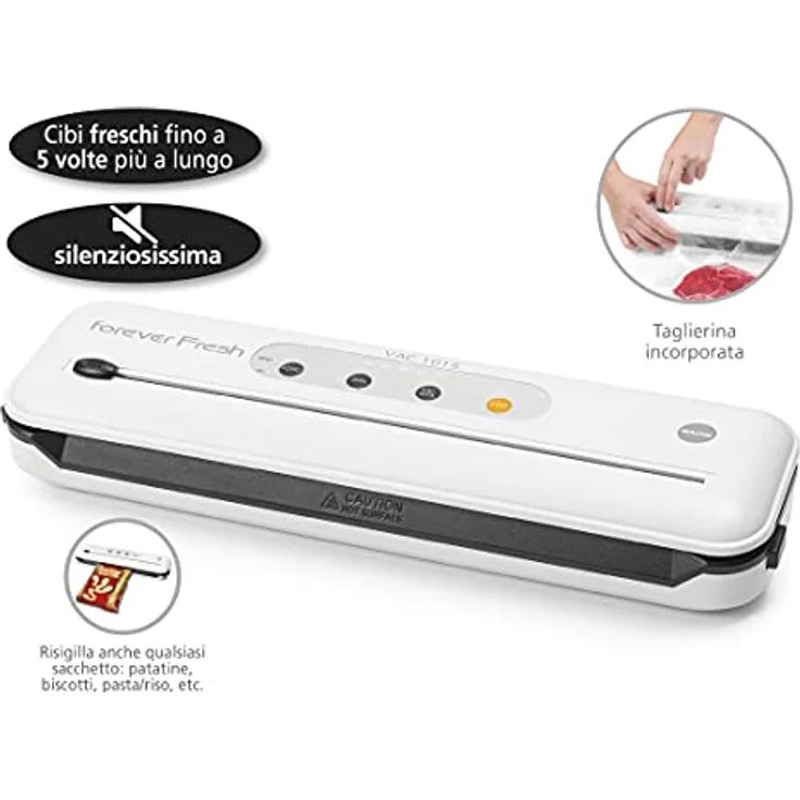 MACOM Forever Fresh VAC 1015 Superautomatisches Vakuumiergerät mit breiter Dichtleiste und integriertem Cutter, grau – Bild 4