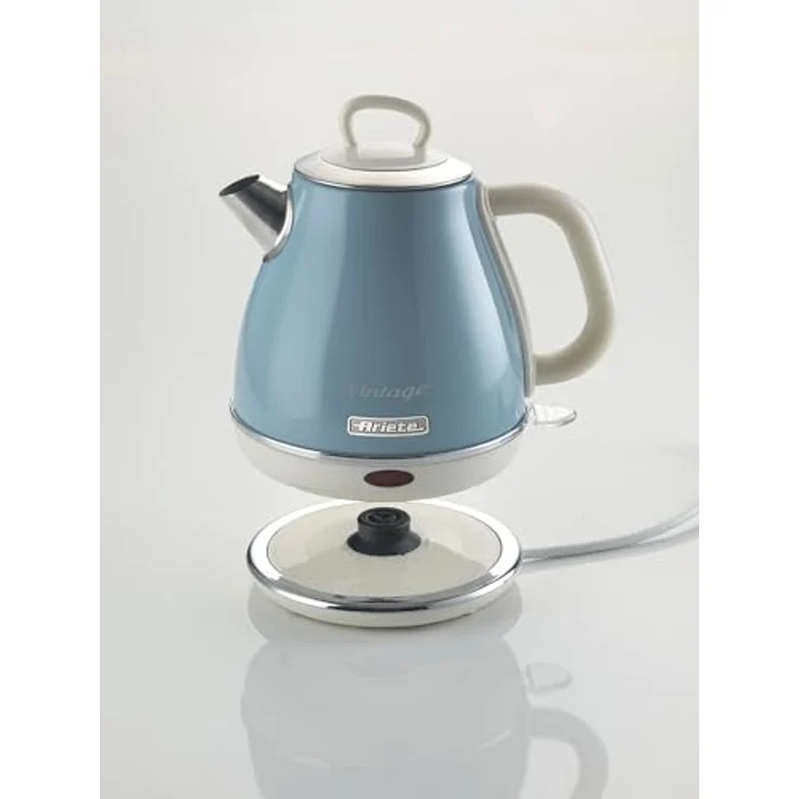 Ariete 2868 Vintage, elektrischer Design-Wasserkocher aus Edelstahl für Aufgussgetränke, Tee und Kräutertees, Abschaltautomatik, ergonomischer Griff, 1 Liter, 1600 W, Hellblau – Bild 3