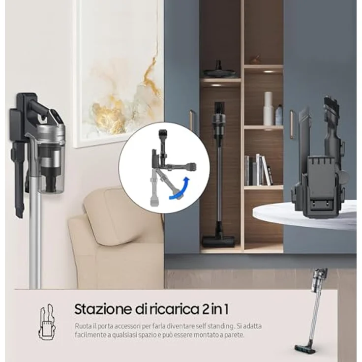Samsung Jet 75 Complete Handstaubsauger VS20B75ACR5/WA, kabellos mit 200 Watt Saugkraft, 60 Minuten Akkulaufzeit, weiß – Bild 3