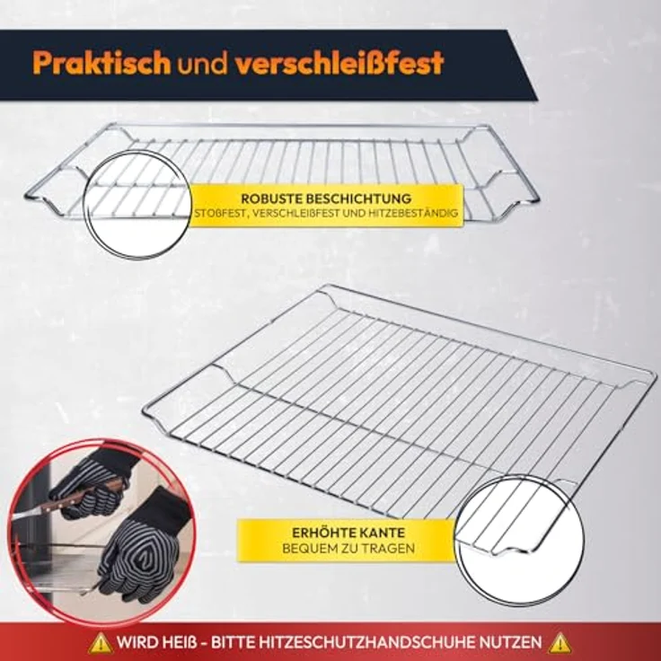 Kenekos Gitterrost Backofenrost 465x375x21mm, Edelstahl, hitzebeständig und spülmaschinenfest, kompatibel mit Bosch Siemens HEZ334000 – Bild 3