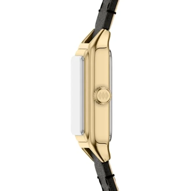 Fossil Raquel Damenuhr, Quarz-Dreizeigerwerk mit 18-mm-Gehäuse, schwarzem Lederarmband und wasserdicht bis 50 m, goldfarbenes Edelstahlgehäuse – Bild 4
