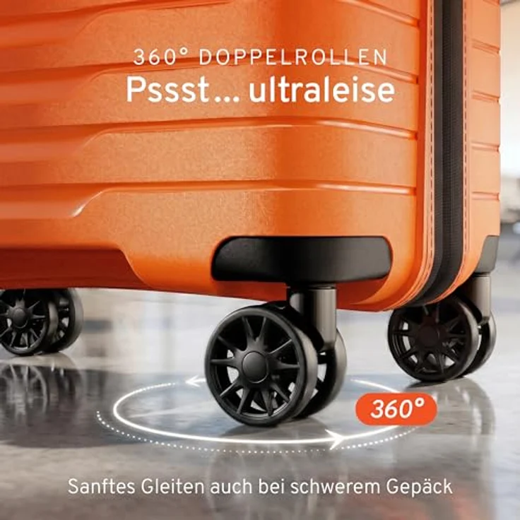 Stratic Novium 4 Rollen Kabinentrolley S 55 cm mit Laptopfach und Dehnfalte, orange – Bild 3