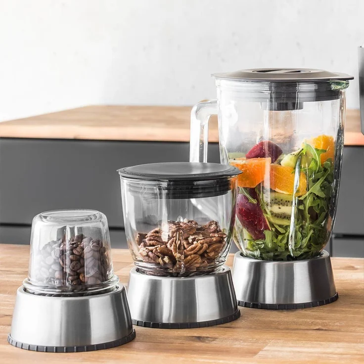 Gastroback 40152 Design Multi Juicer Digital Plus, 4 in 1: Zentrifugal-Entsafter, Standmixer, Schnellzerkleinerer und Kaffeemühle, 1300 Watt, 5-Stufen, schwarz, edelstahl - Preisvergleich – Bild 7