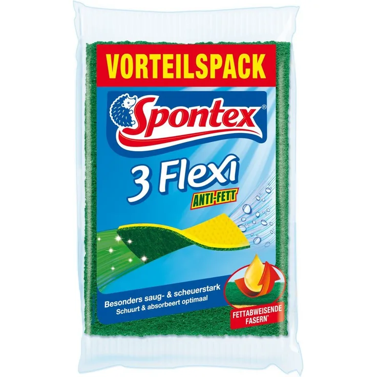Spontex Flexi Anti-Fett 1er Pack - besonders saug- & scheuerstark (1x3 Stk.)