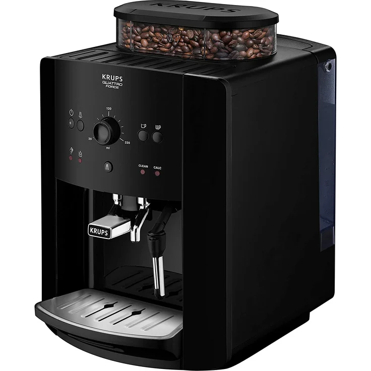 Krups EA8110 Arabica Quattro Force Kaffeevollautomat mit integriertem Mahlwerk (1450 Watt, Wassertankkapazität: 1,8 Liter, Pumpendruck: 15 bar) schwarz – Bild 3