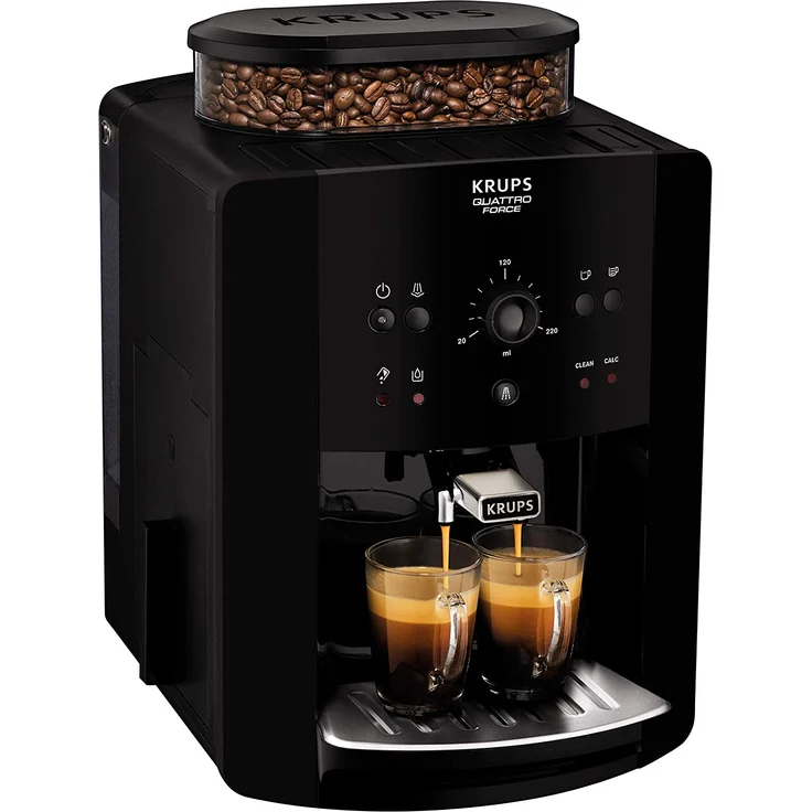 Krups EA8110 Arabica Quattro Force Kaffeevollautomat mit integriertem Mahlwerk (1450 Watt, Wassertankkapazität: 1,8 Liter, Pumpendruck: 15 bar) schwarz – Bild 2