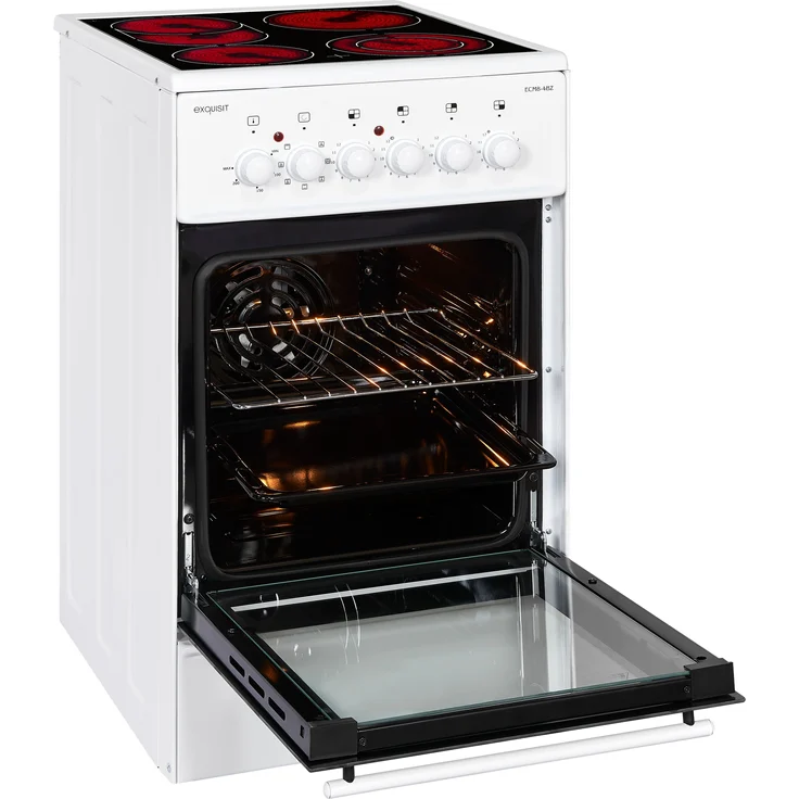 Exquisit ECM8-4BZ, Standherd, Energieeffizienzklasse A, Volumen 71 l, Anzahl der Kochstellen 4, weiß – Bild 3