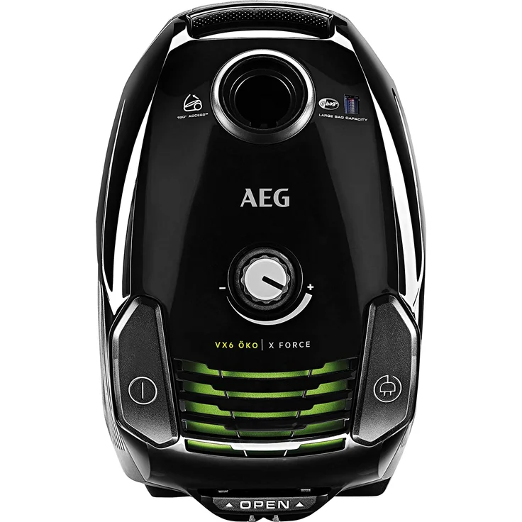 AEG VX6-2-ÖKOX Staubsauger mit Beutel (60% Recyclingmaterial, inkl. Zusatzdüsen, für Hart- und Teppichböden, 9 m Aktionsradius, ergonomischer Handgriff, 800 Watt, neue technische Version) schwarz-grün – Bild 3